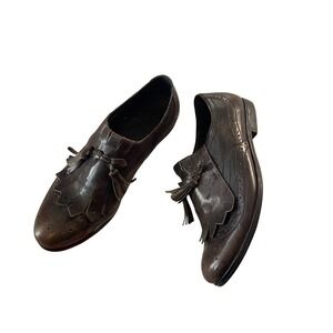 Born Women's Dark Brown Leather Tassel Wingtip Oxfords Loafers Shoes 8